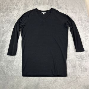 CAbi Women's M V-Neck Black Long Sleeve Sheath Dress Lagenlook Minimalist Slinky